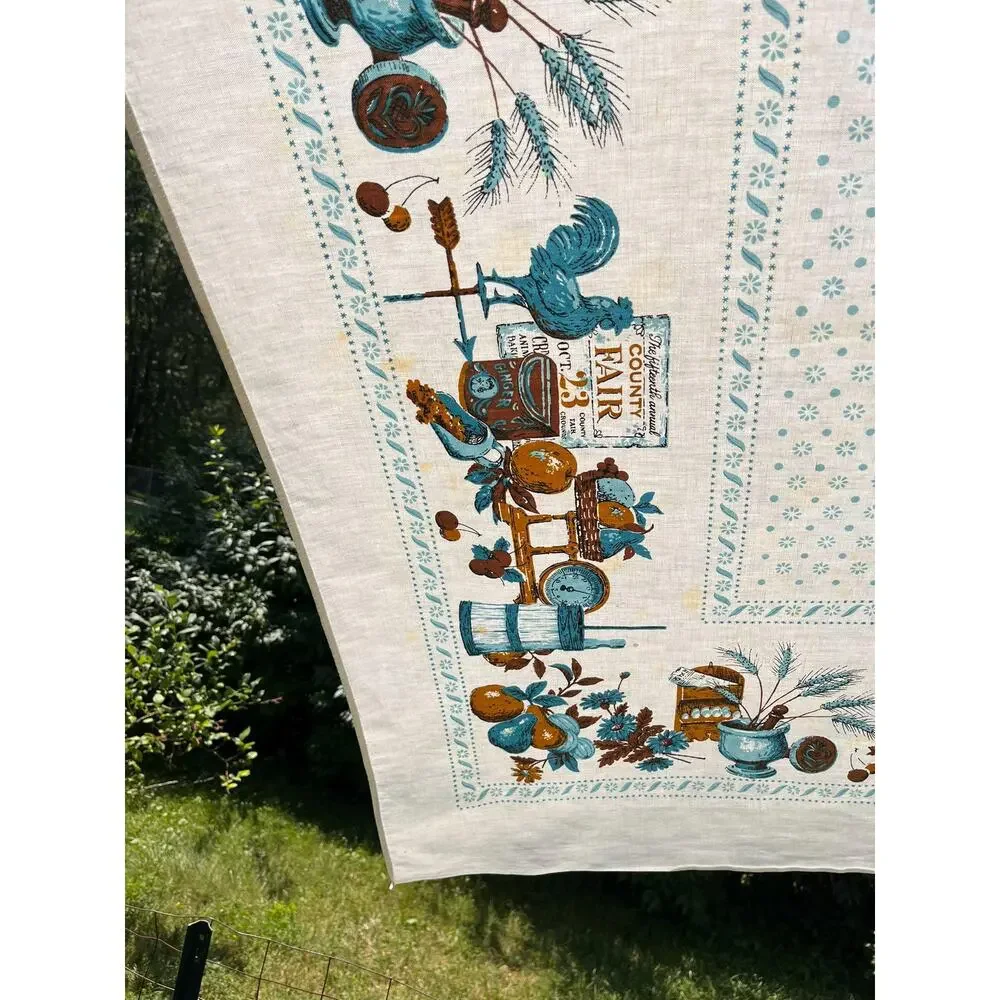 Vintage 1970s Style Early American Revival Tablecloth